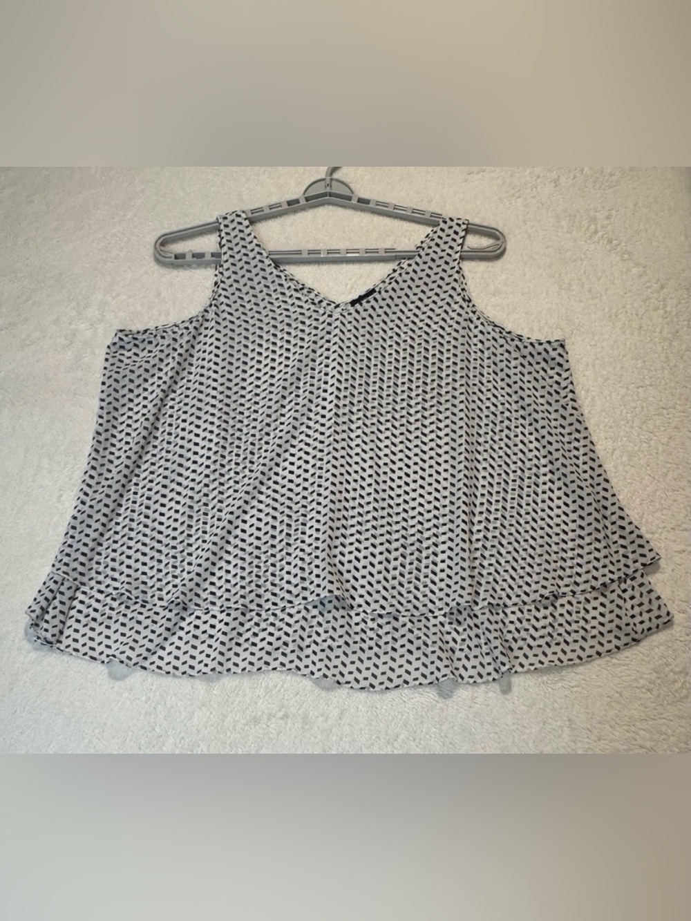 Lane Bryant Double Layer Tank Top Size 24 White Black & Gray